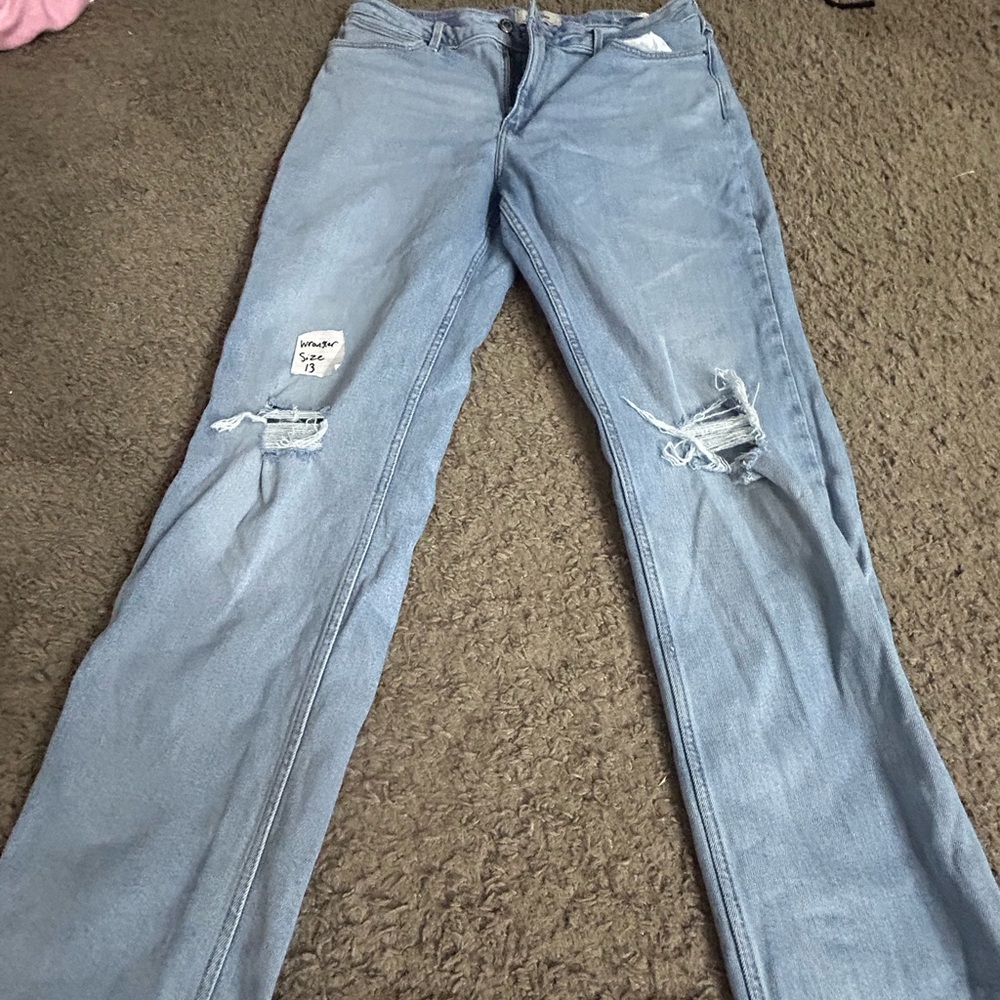Women's Light Blue Distressed Jeans